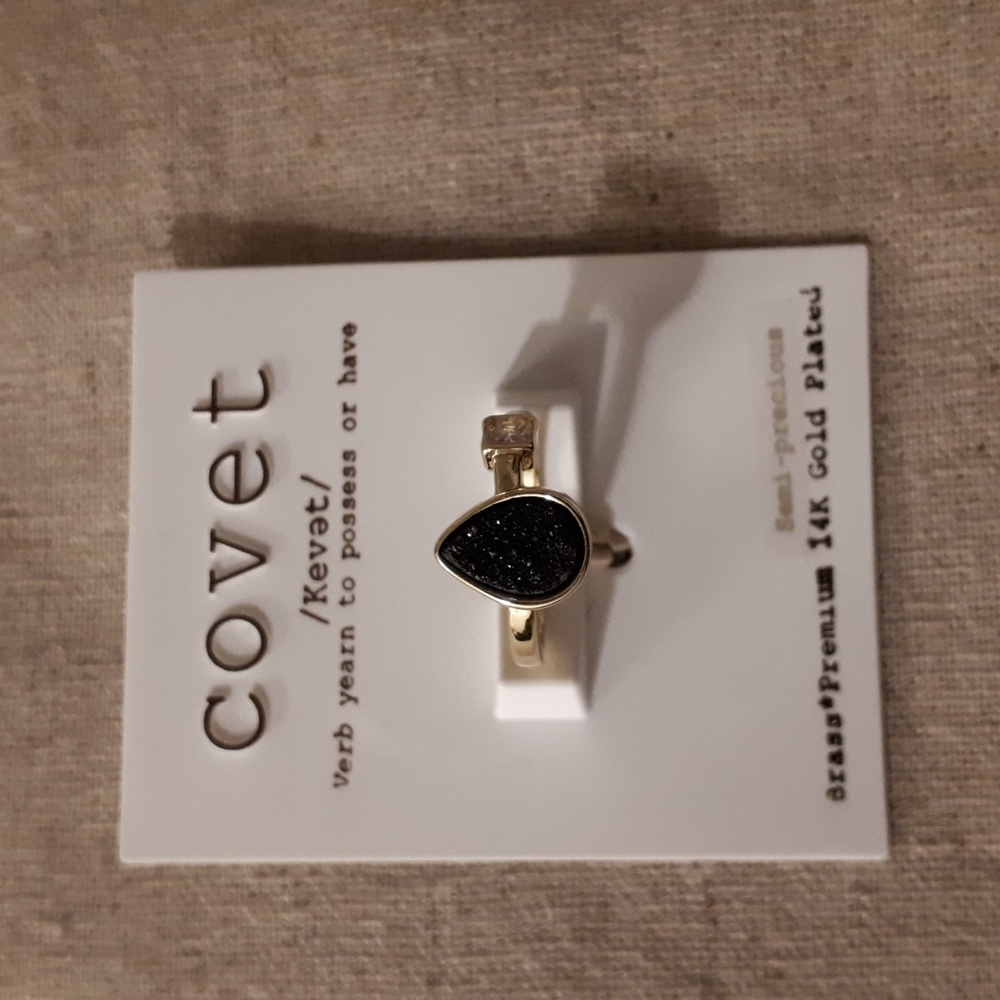 Covet 14k Gold Plated Semi-precious Stone Ring